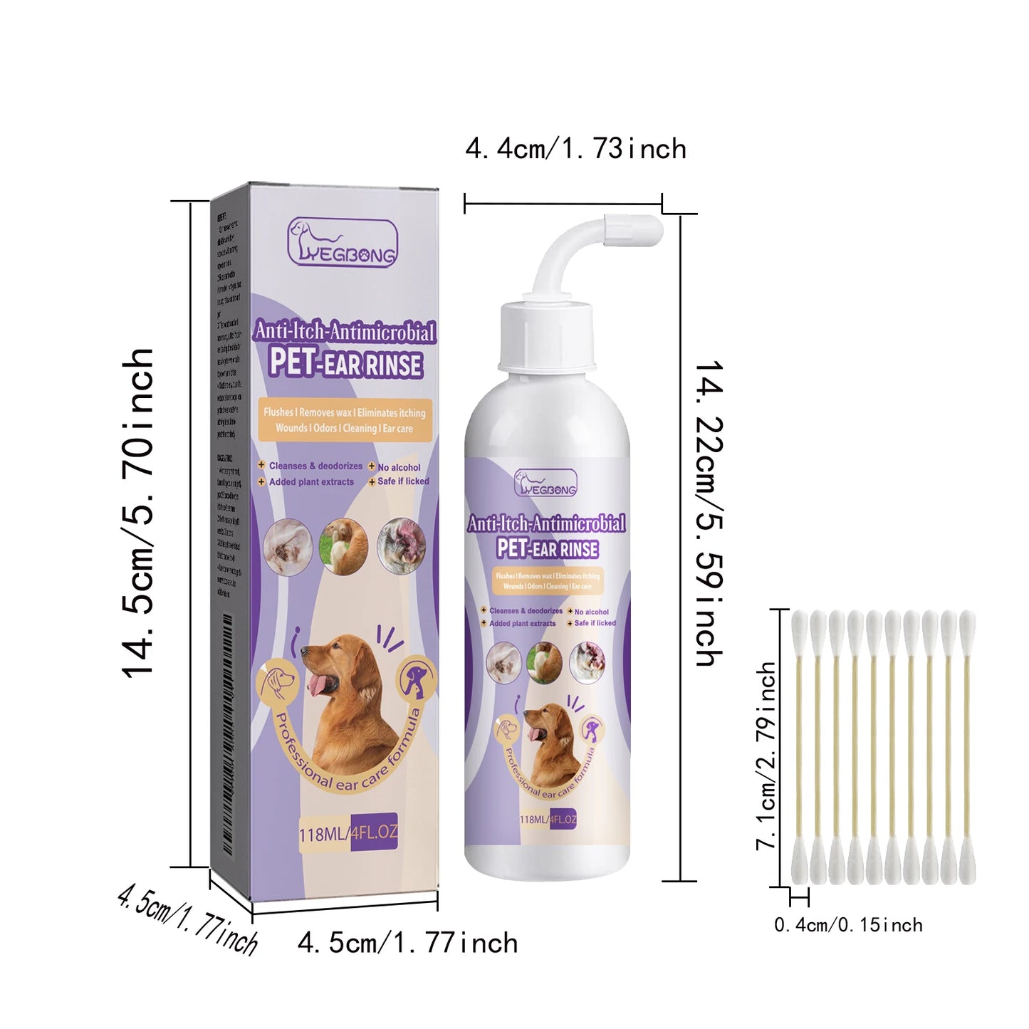 Yegbong Pet Ear Cleaner Liquid Relief Itching Odor Removal
