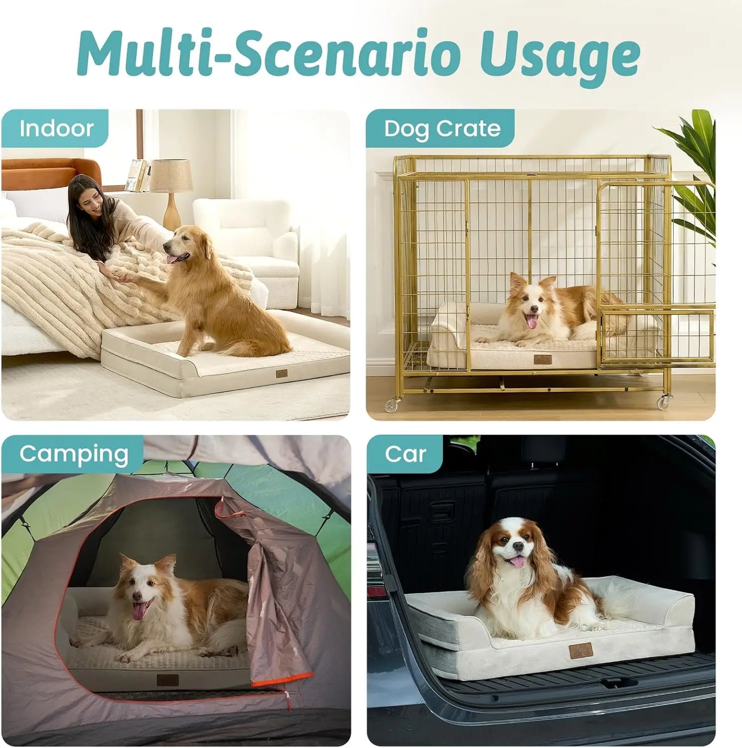 Orthopedic Dog Bed With Waterproof Lining And Egg Crate Foam