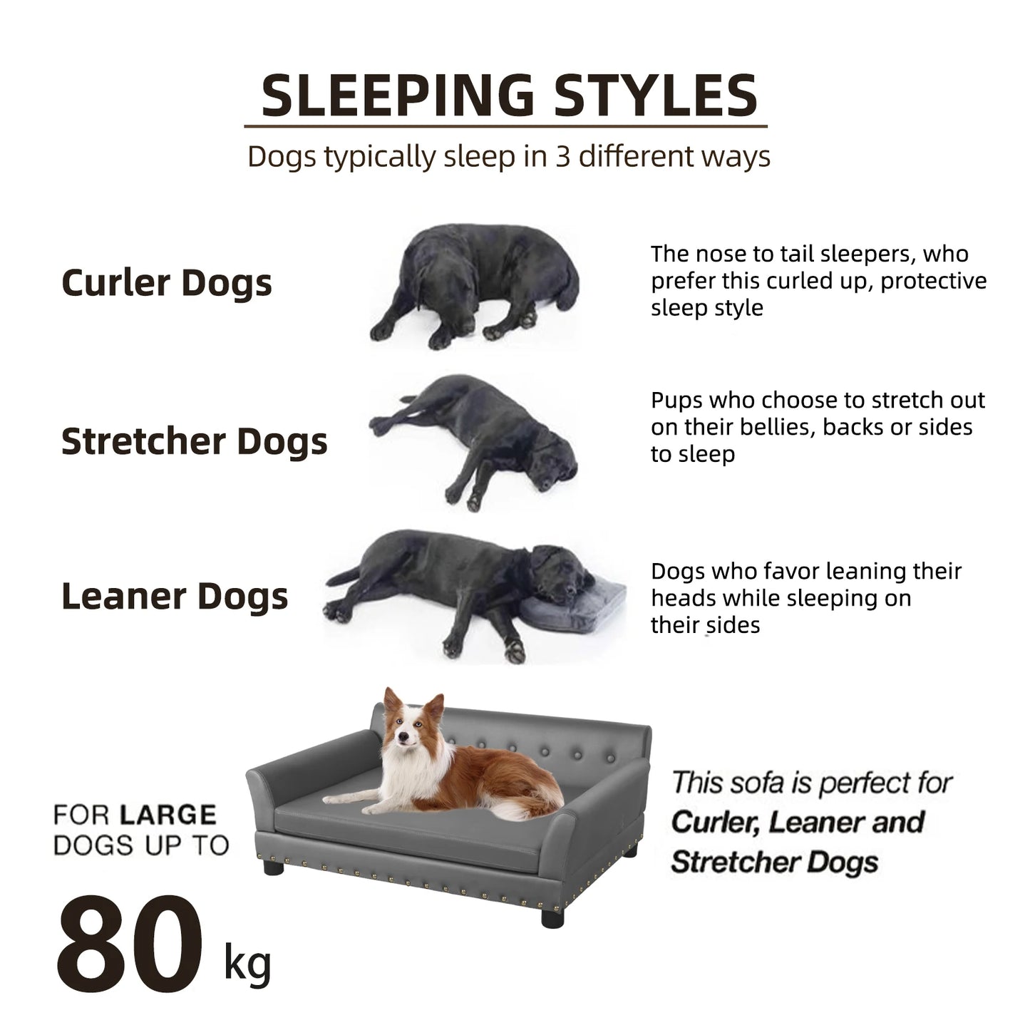 BINGOPAWCN Elevated Dog Bed Sofa Mat With Microfiber Leather Cover