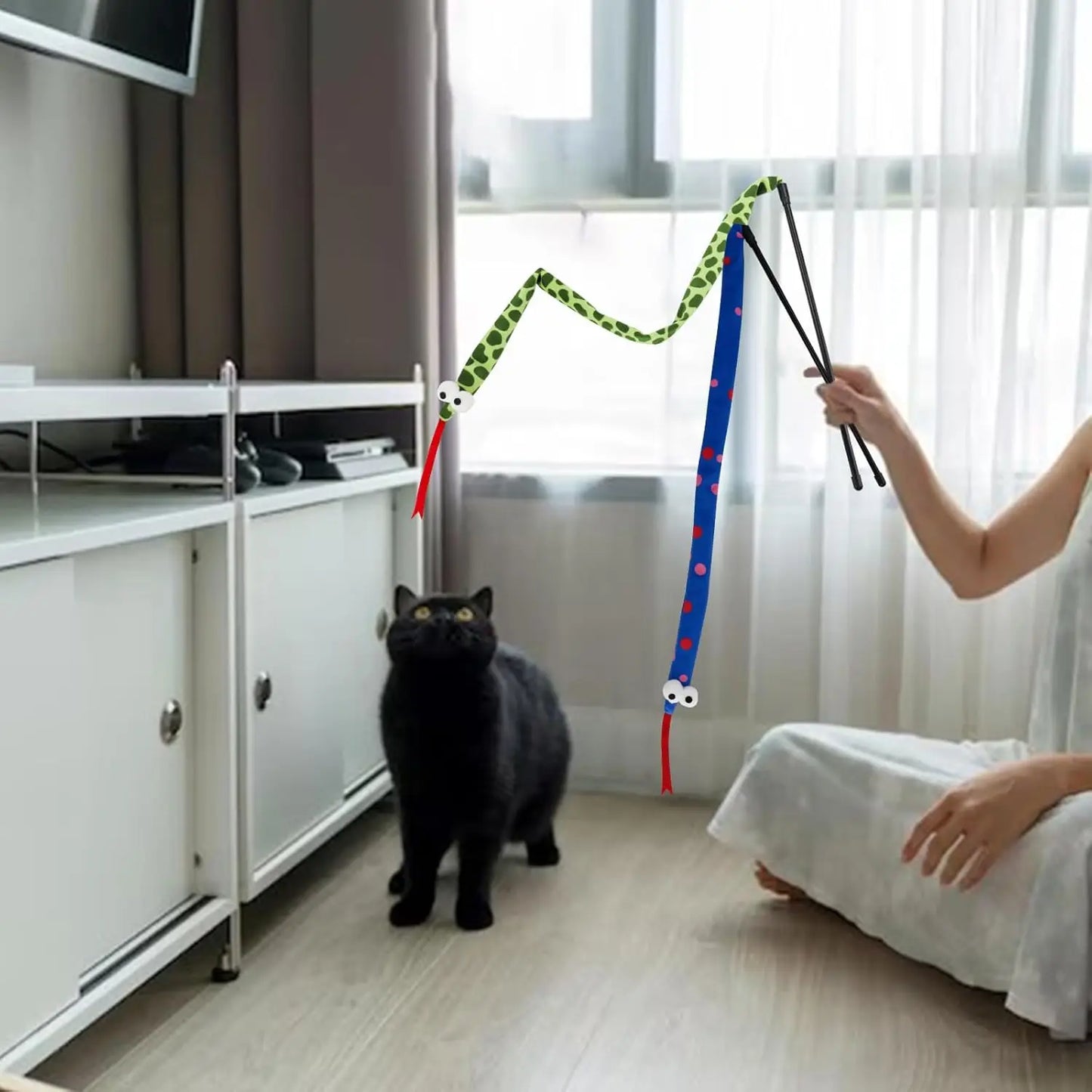 Plush Cat Snake Toy With Sound And Light For Cats