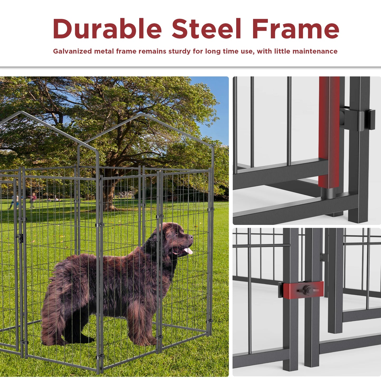 Outdoor Dog Kennel With Waterproof Cover And Welded Wire
