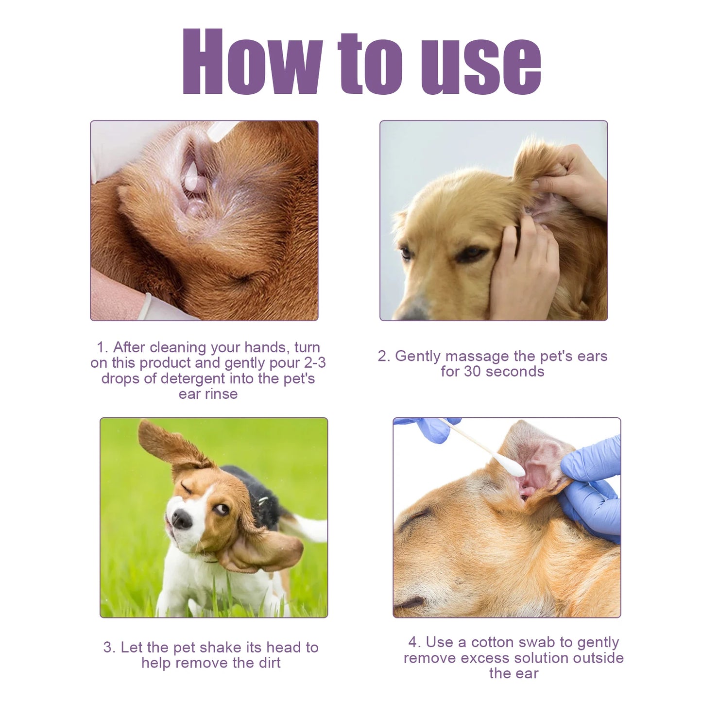 Yegbong Pet Ear Cleaner Liquid Relief Itching Odor Removal