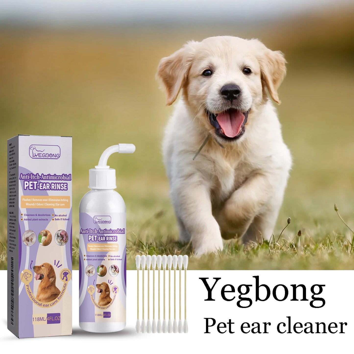 Yegbong Pet Ear Cleaner Liquid Relief Itching Odor Removal