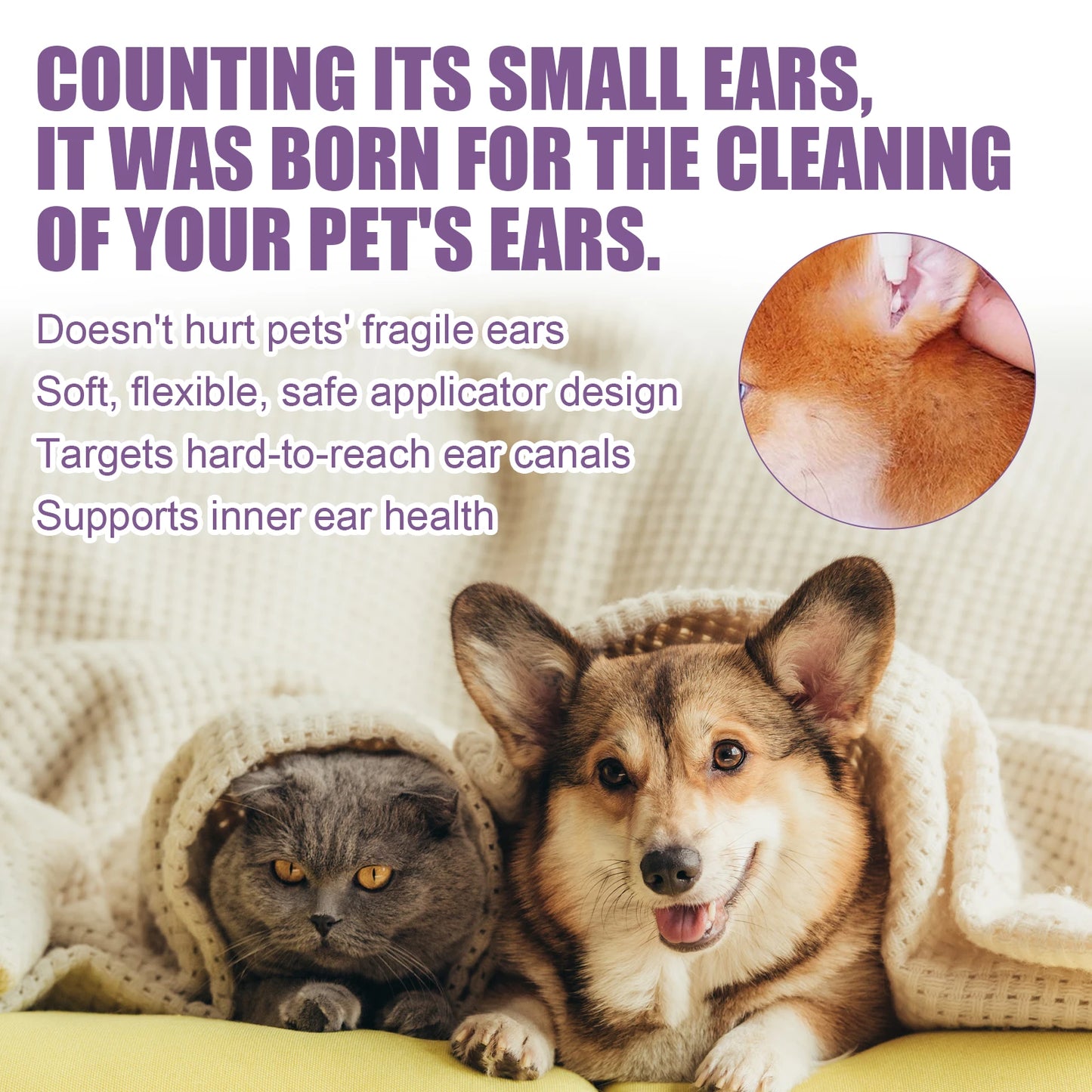 Yegbong Pet Ear Cleaner Liquid Relief Itching Odor Removal