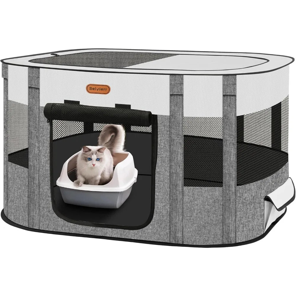 Foldable Pet Playpen Cat And Puppy With Carrying Case
