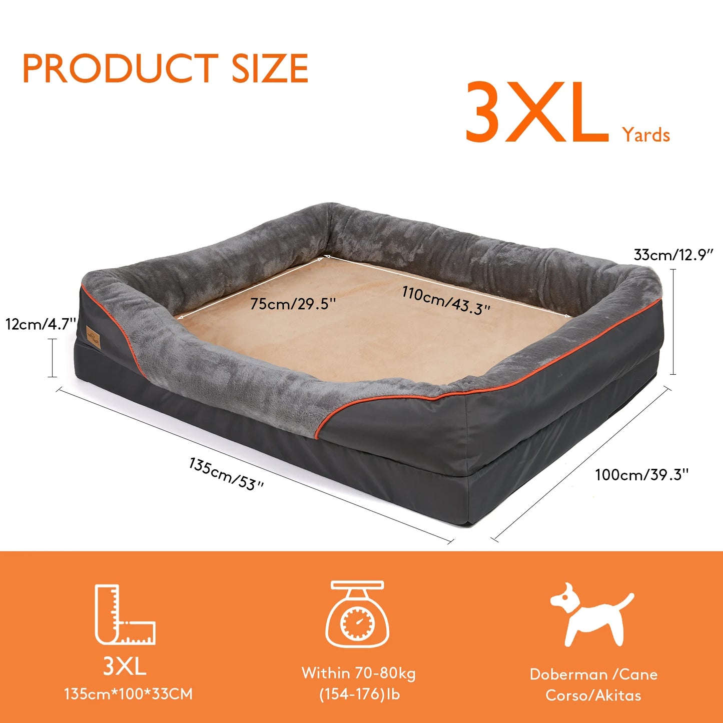 BINGOPAW Dog Bed Anti Allergy Fleece Removable Cover Waterproof