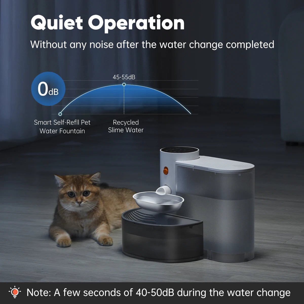 Booteely Wireless Stainless Steel Pet Water Dispenser Bowl For Cats