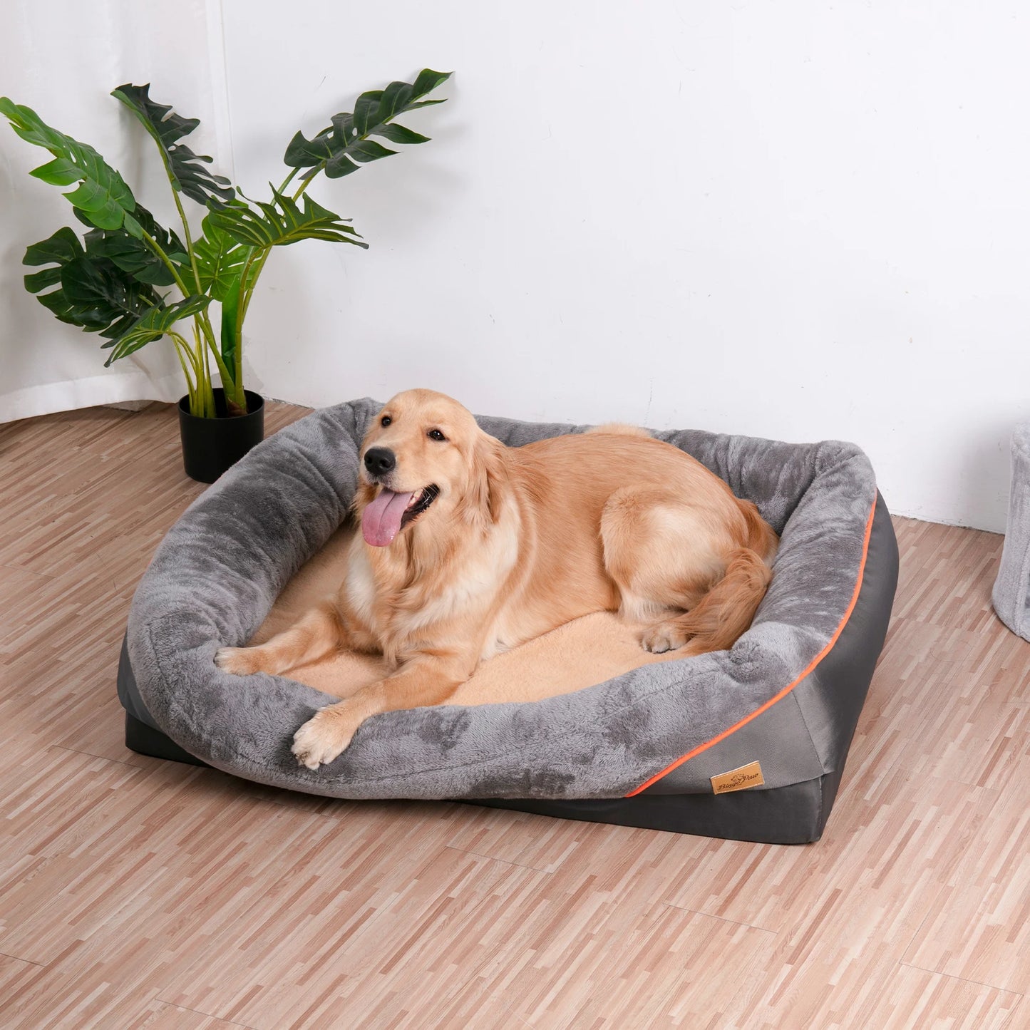 BINGOPAWCN Orthopedic Memory Foam Waterproof Dog Bed With Bolstered Edges