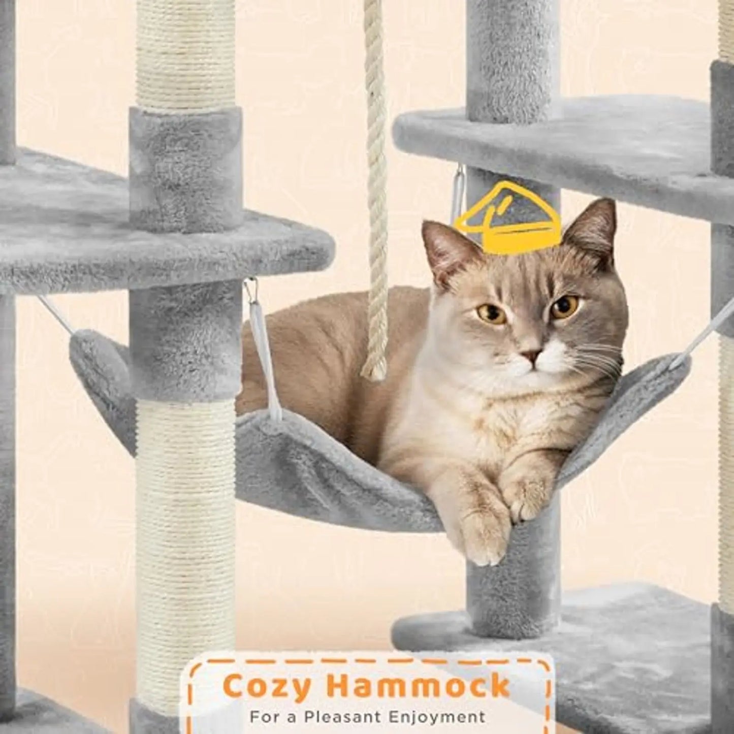 Multi-Level Cat Tree With Hammock And Scratching Posts