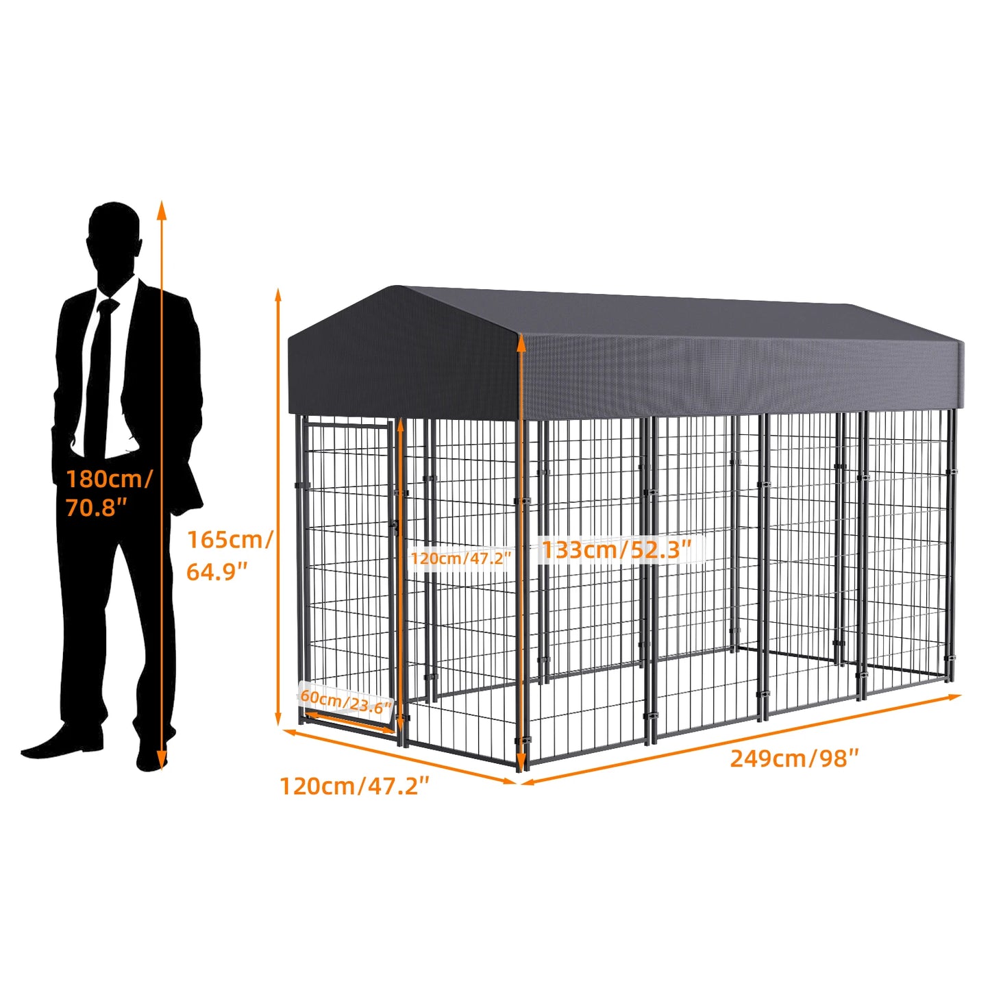Outdoor Dog Kennel With Waterproof Cover And Welded Wire