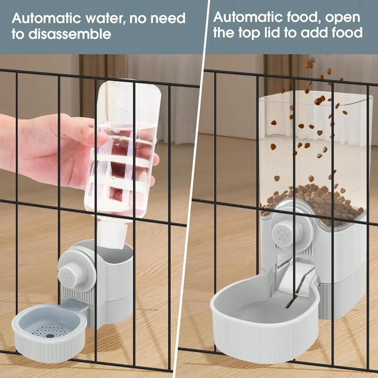 Hanging Automatic Pet Feeder And Water Dispenser Set