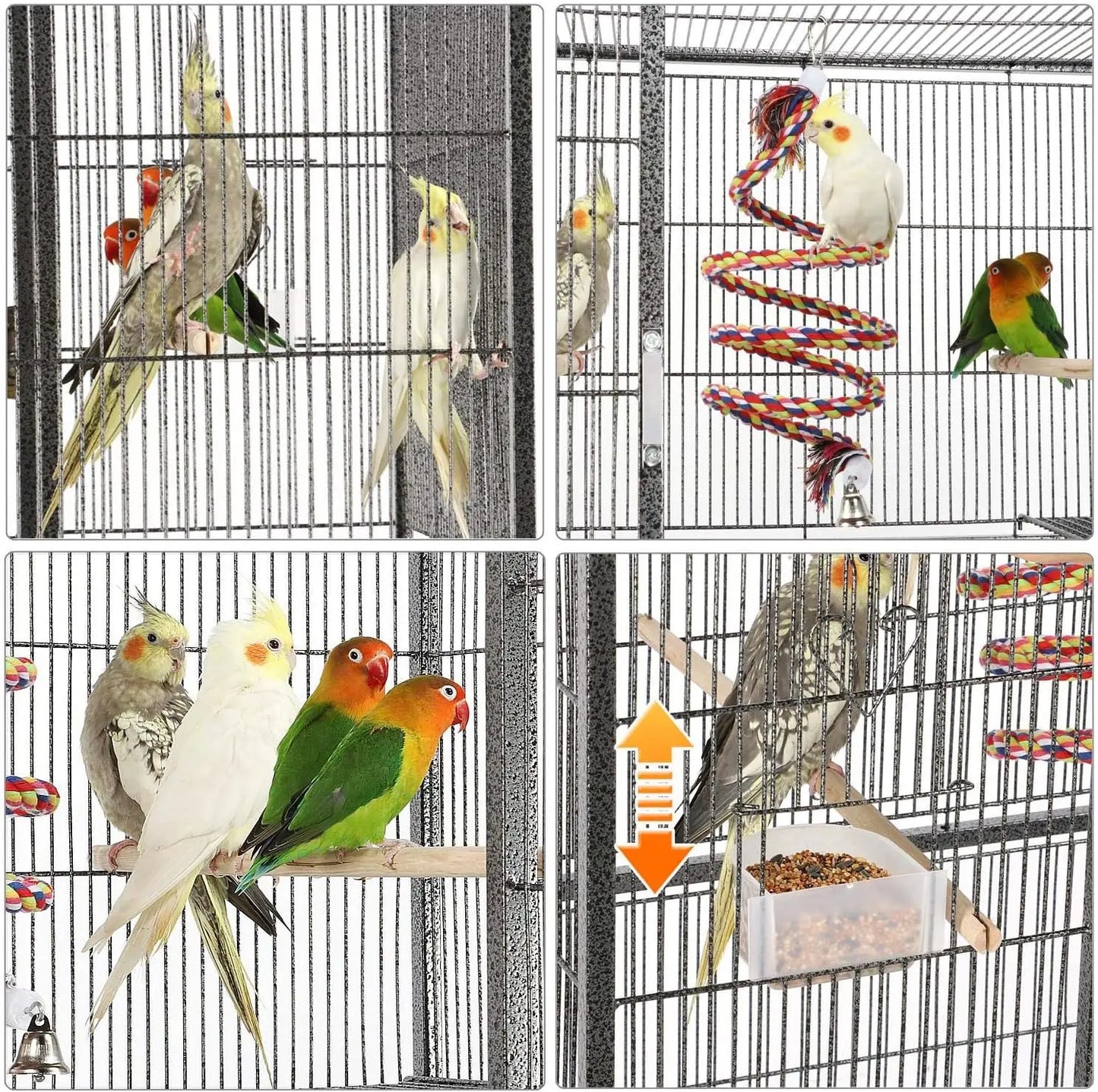 Metal Bird Cage For Parrots Cockatiels Conures Parakeets Lovebirds