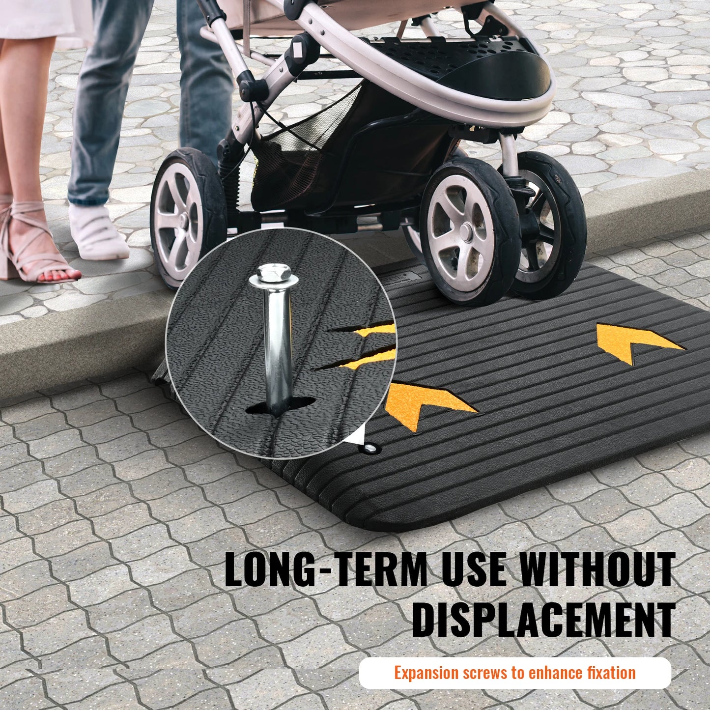SucceBuy Driveway Curb Ramp Kit Portable Non Slip Rubber Ramp
