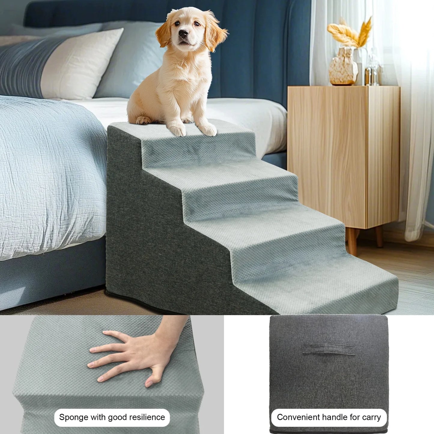 Non Slip Dog Stairs With Washable Cover For Small Dogs