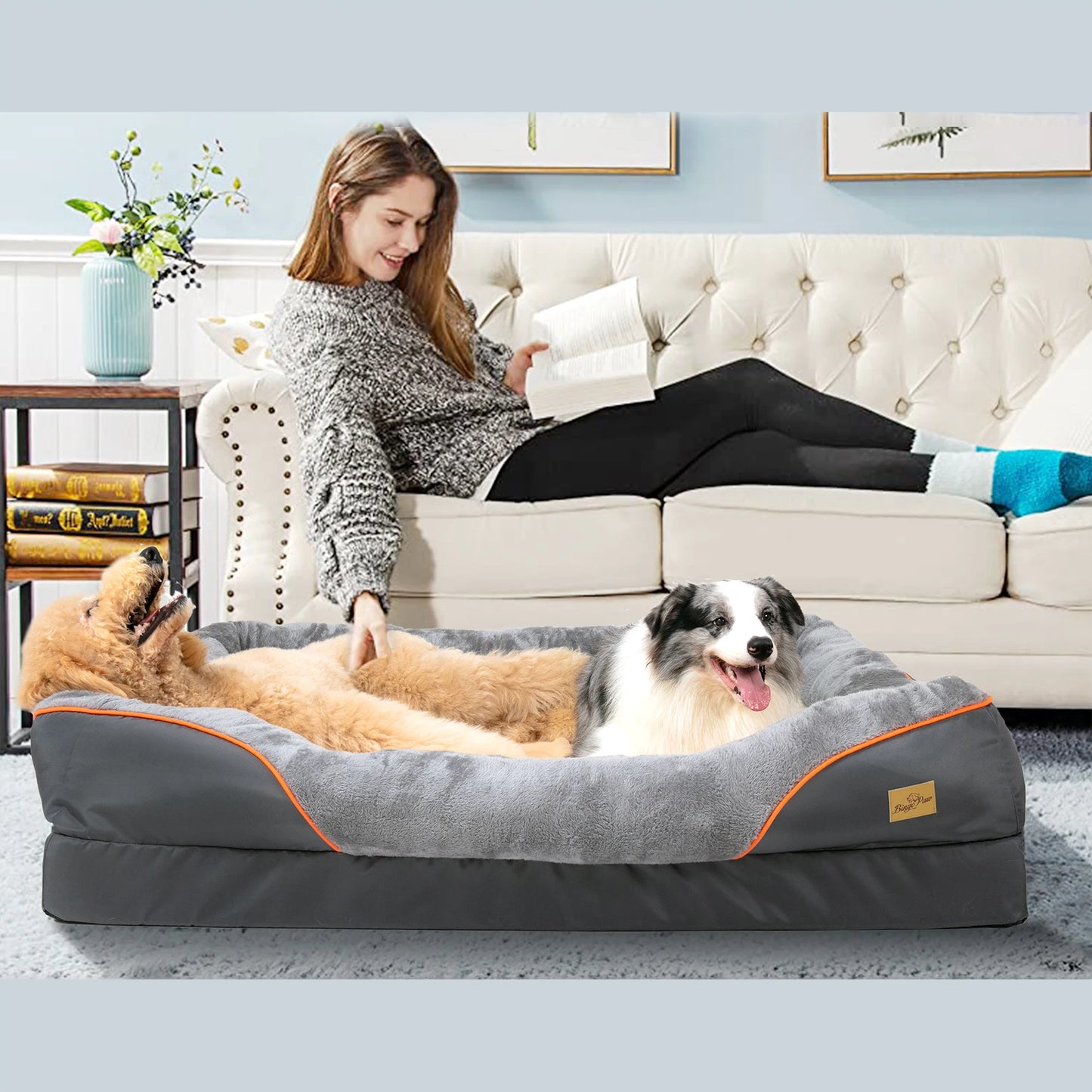 BINGOPAW Dog Bed Anti Allergy Fleece Removable Cover Waterproof