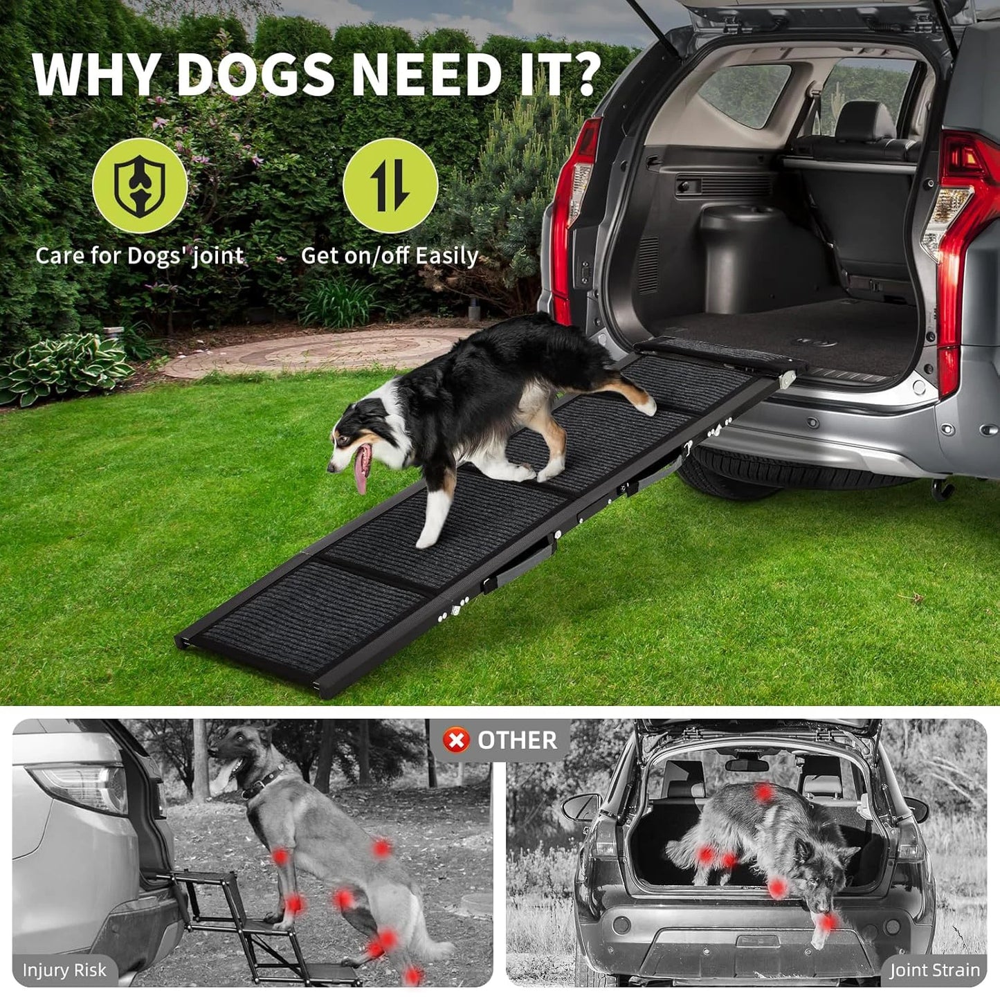 HiMISS Upgraded Car Ramp For Dogs Folding Non Slip