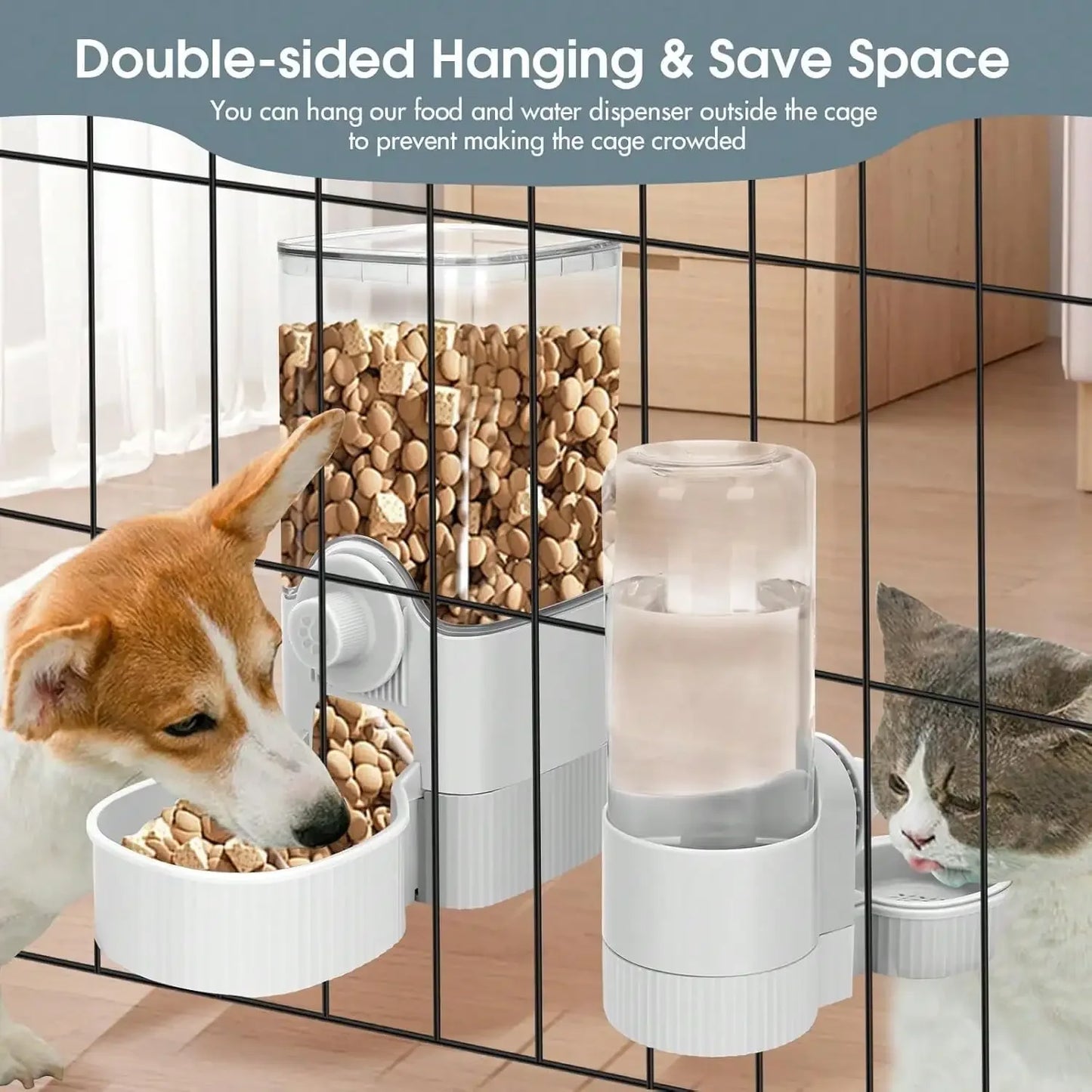 Hanging Automatic Pet Feeder And Water Dispenser Set