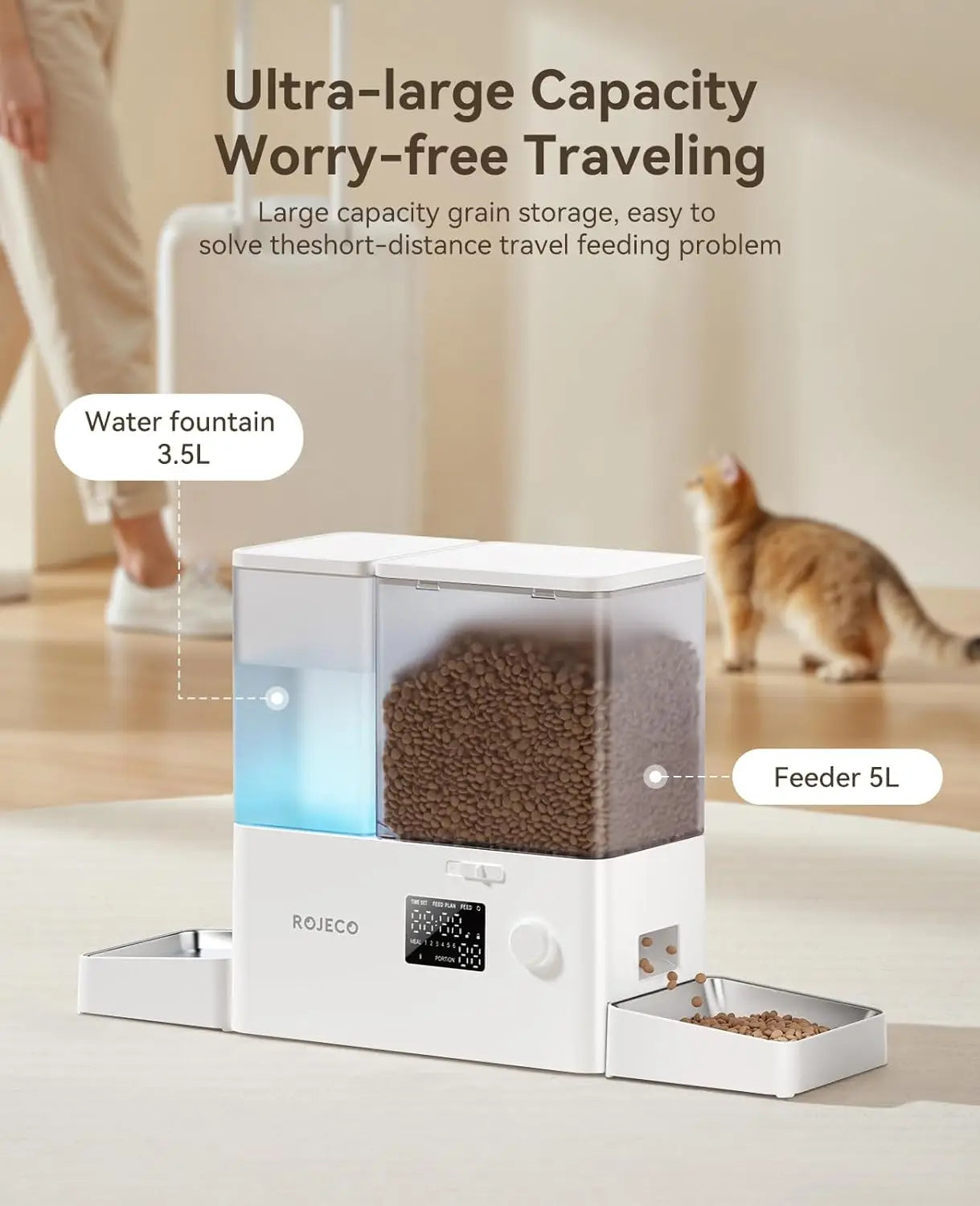 XMSJ Automatic Cat Feeder And Water Dispenser With Large Capacity
