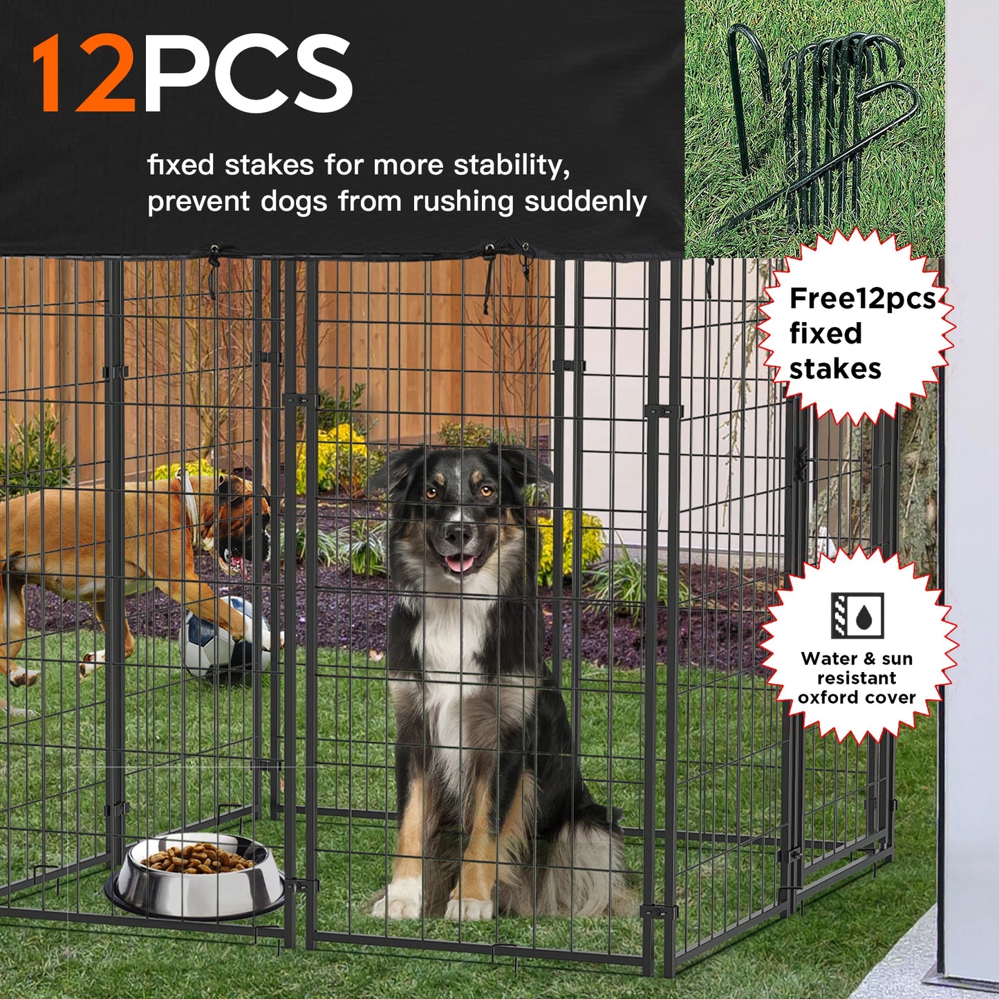 Outdoor Dog Kennel With Waterproof Cover And Welded Wire