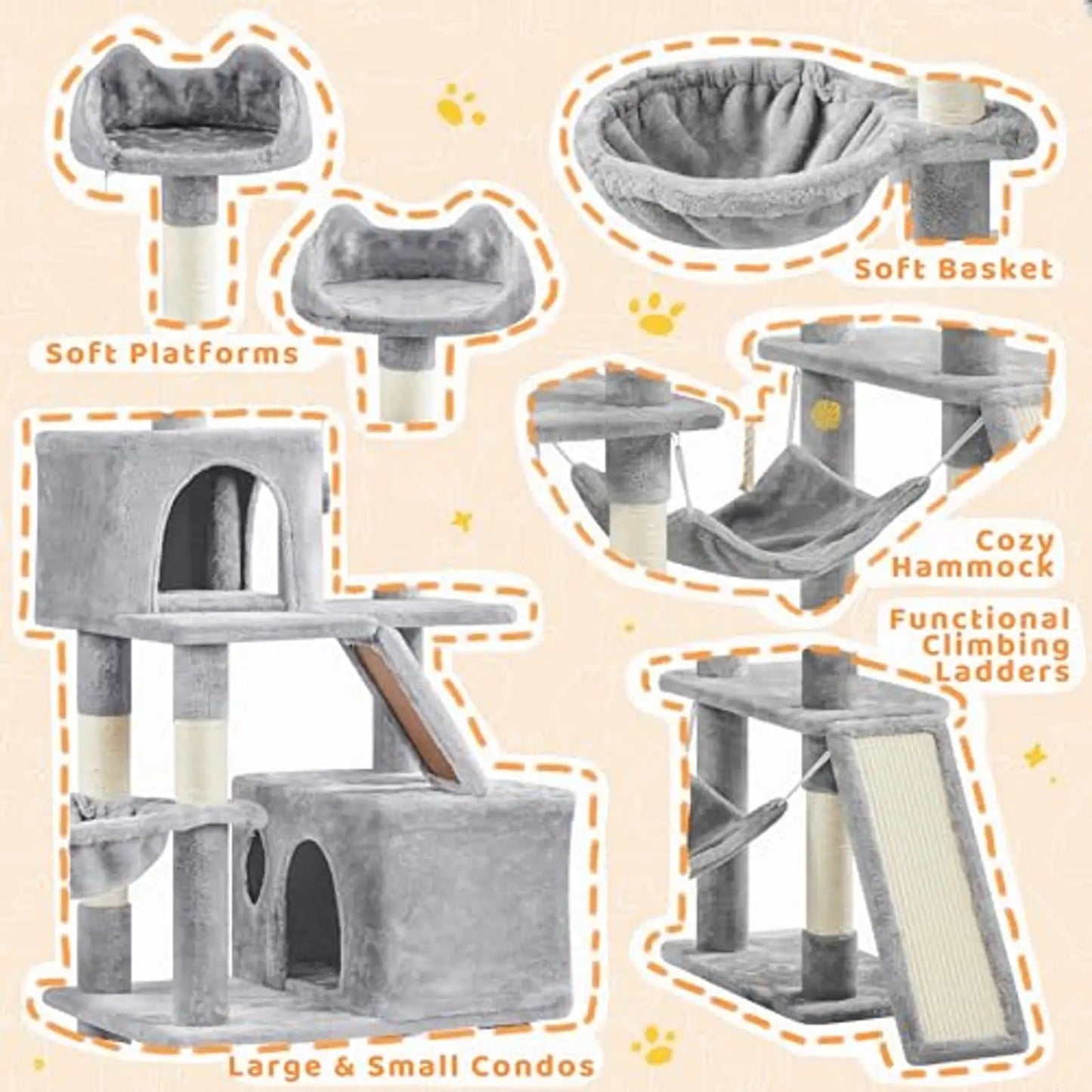 Multi-Level Cat Tree With Hammock And Scratching Posts