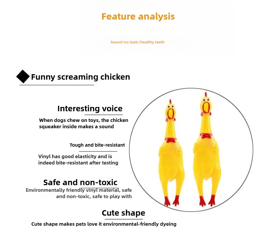 DKSTINYE Squeaky Chicken Dog Toy Chew Rubber Squeaker
