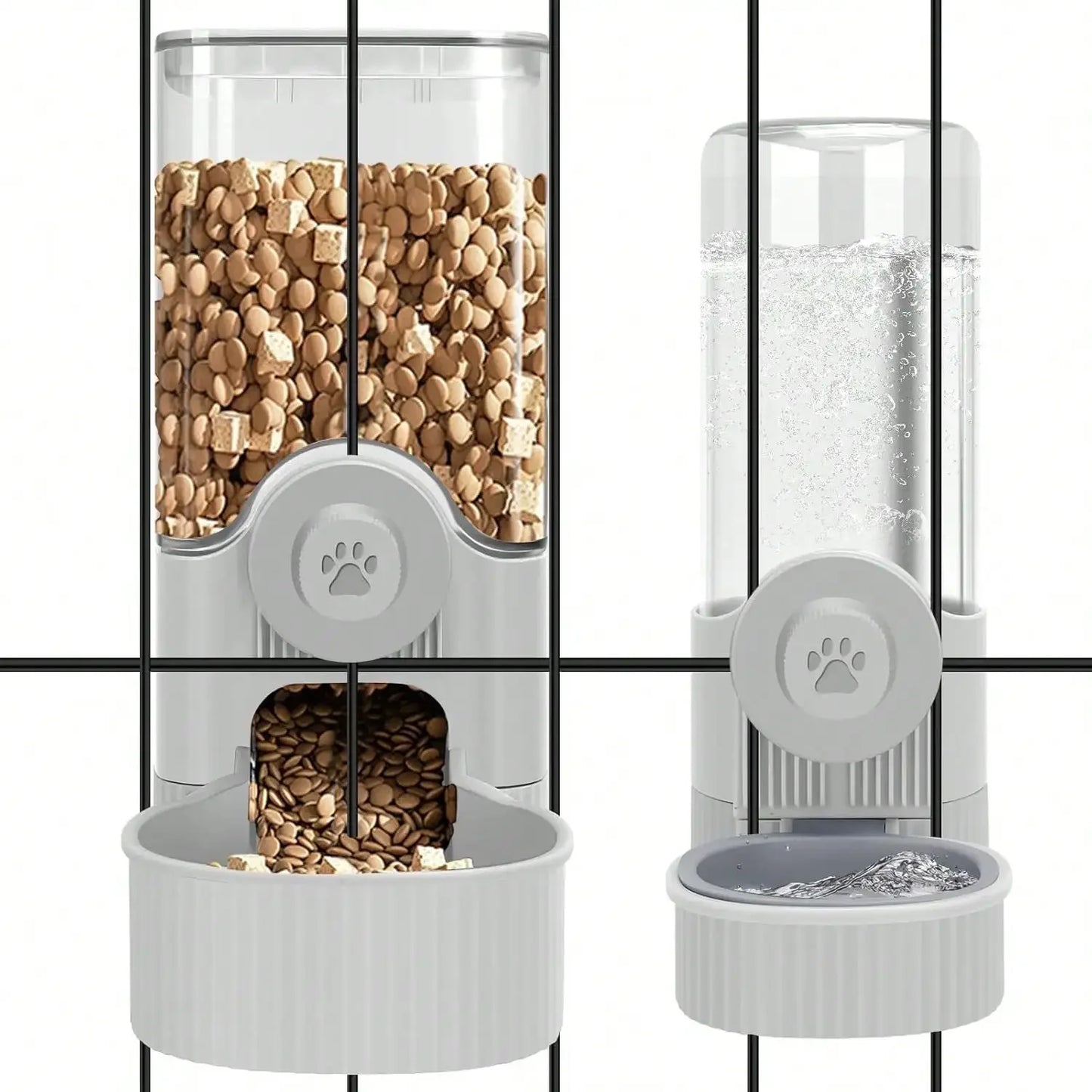 Hanging Automatic Pet Feeder And Water Dispenser Set