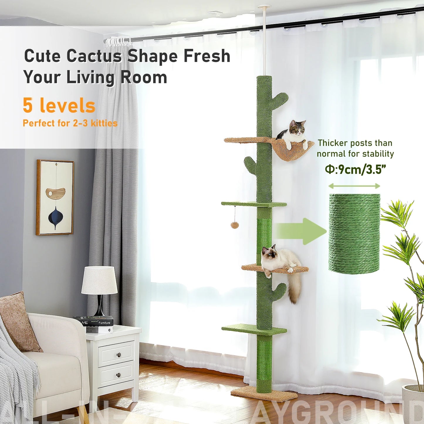 PAWZ Road Cat Tree 5-Tier Floor to Ceiling Habitat