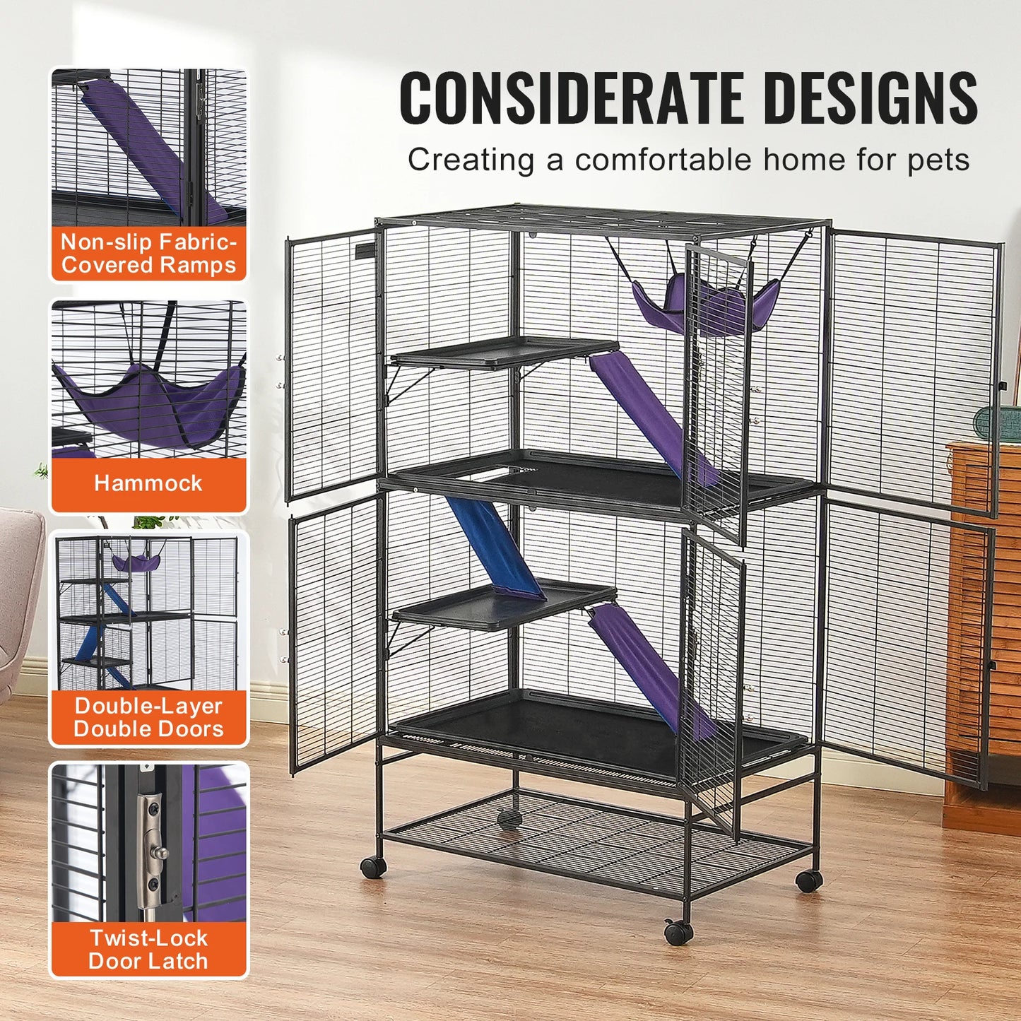 SucceBuy Rolling Metal Ferret Cage 4 Tier Critter Nation Habitat