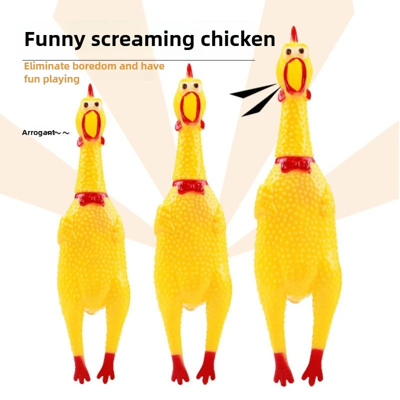 DKSTINYE Squeaky Chicken Dog Toy Chew Rubber Squeaker