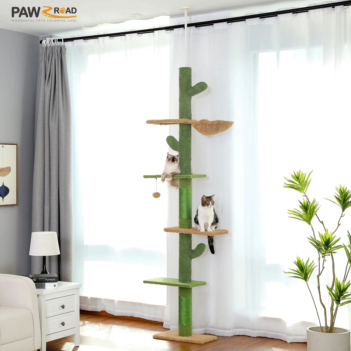 PAWZ Road Cat Tree 5-Tier Floor to Ceiling Habitat
