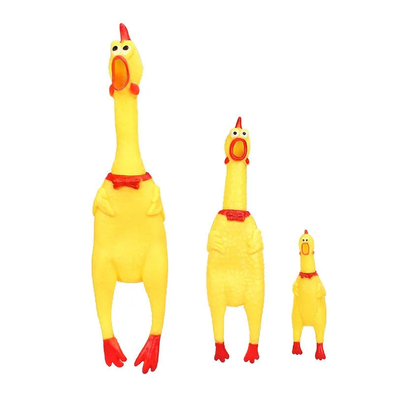 DKSTINYE Squeaky Chicken Dog Toy Chew Rubber Squeaker