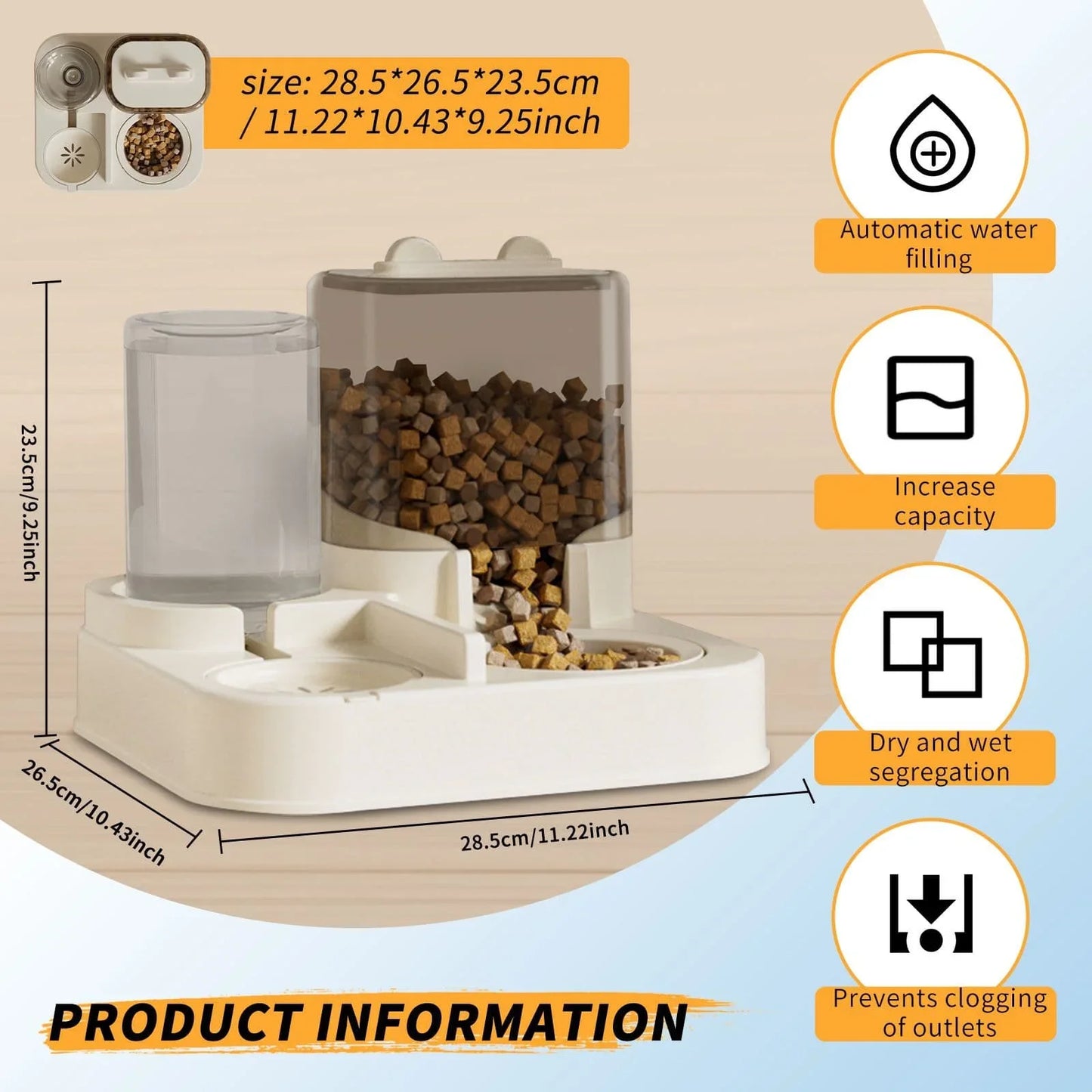 Automatic Pet Feeder And Waterer With Separation And AntiClogging