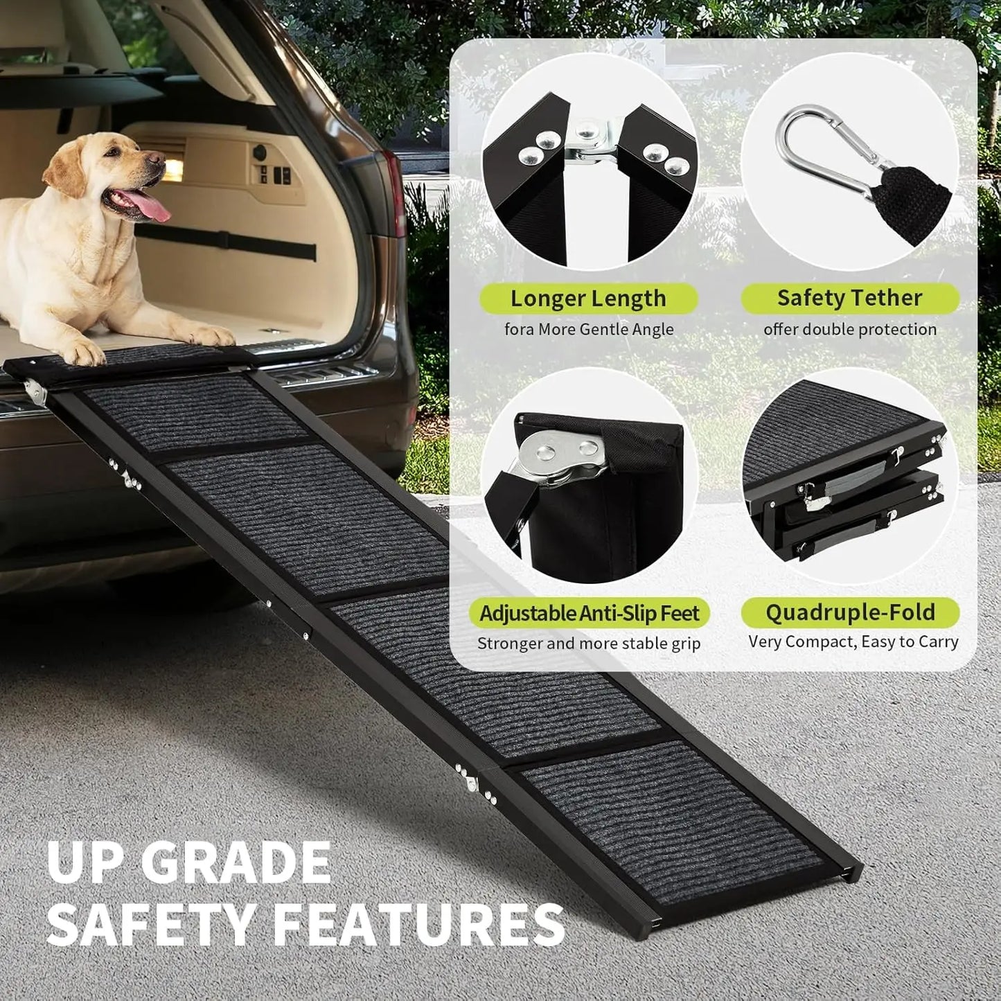 HiMISS Upgraded Car Ramp For Dogs Folding Non Slip