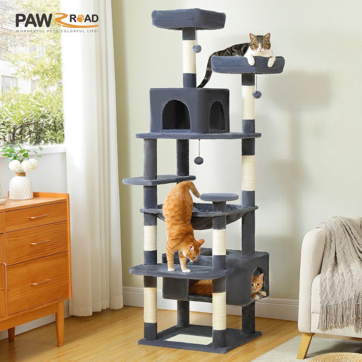 PAWZ Road Indoor Cat Tree Tower With Durable Sisal Posts