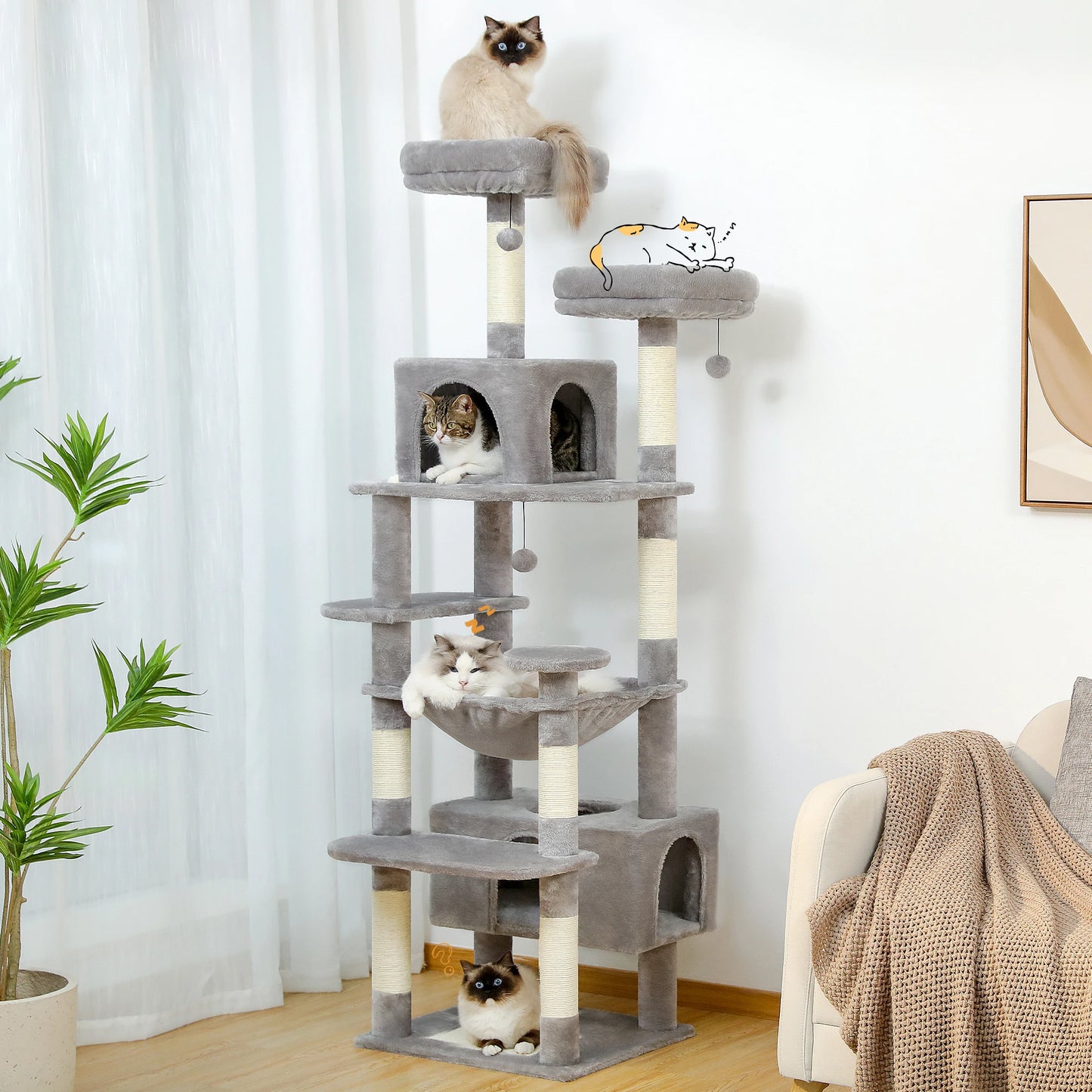 PAWZ Road Indoor Cat Tree Tower With Durable Sisal Posts