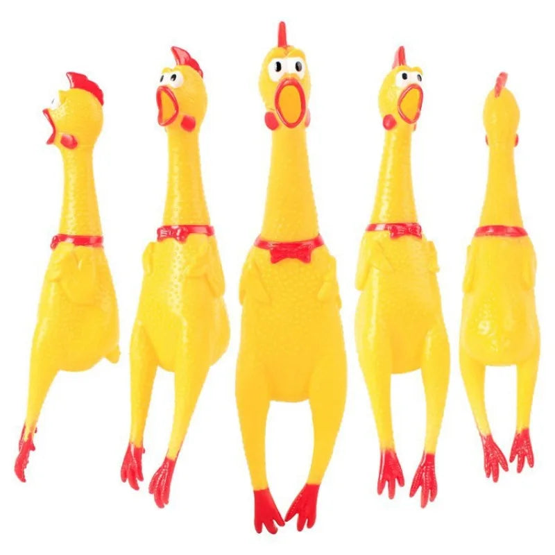DKSTINYE Squeaky Chicken Dog Toy Chew Rubber Squeaker