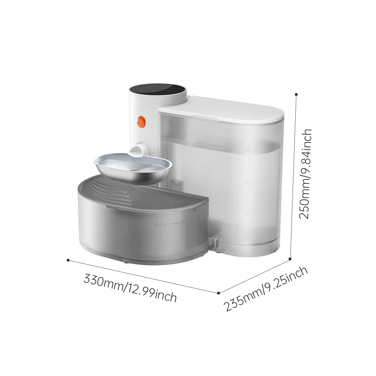 Booteely Wireless Stainless Steel Pet Water Dispenser Bowl For Cats
