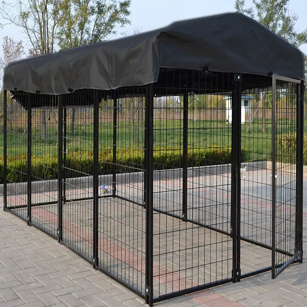 Outdoor Dog Kennel With Waterproof Cover And Welded Wire