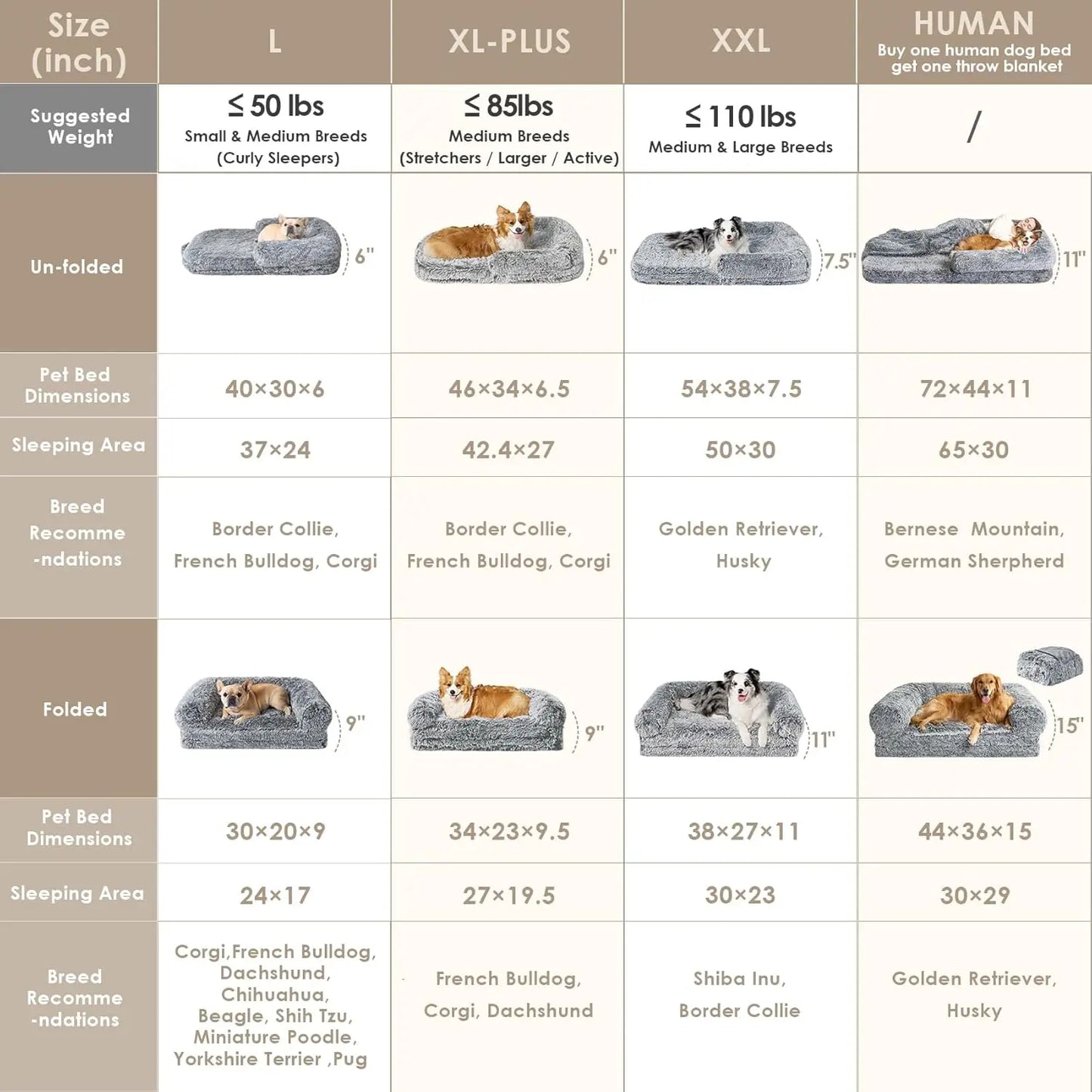 Foldable Human Dog Bed Orthopedic Memory Foam Couch For Adults