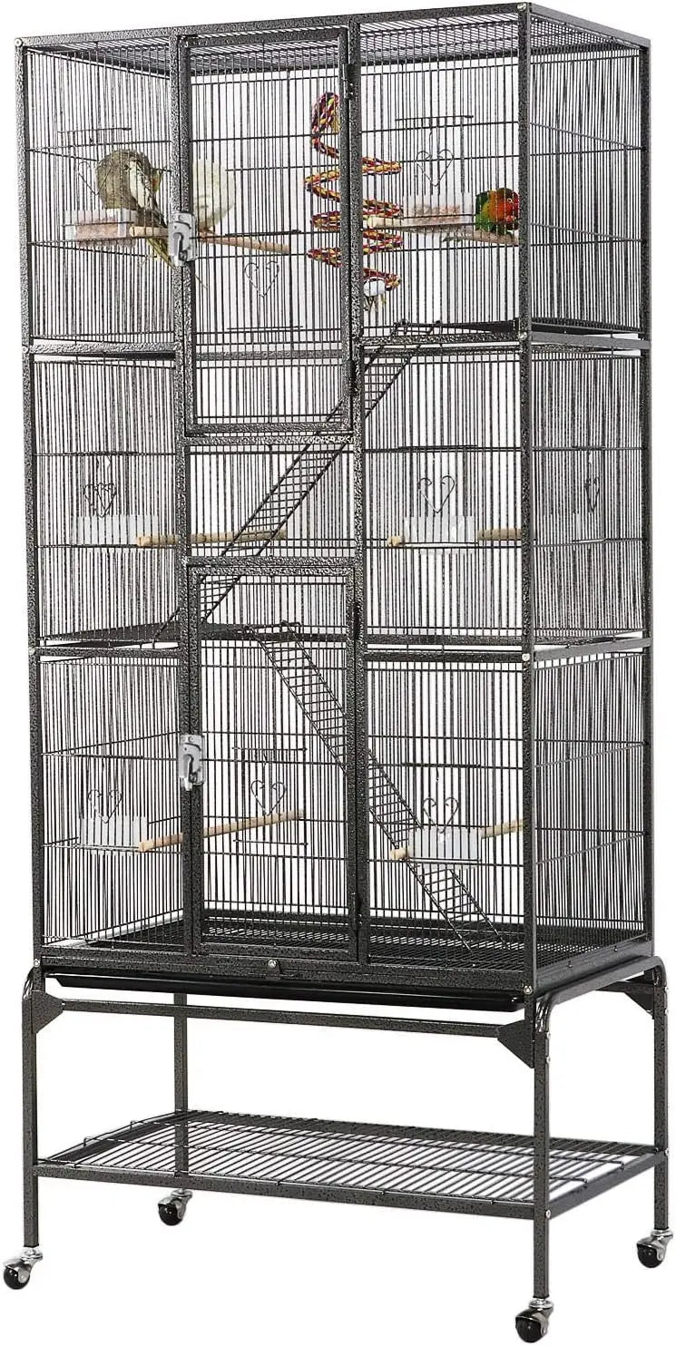 Metal Bird Cage For Parrots Cockatiels Conures Parakeets Lovebirds