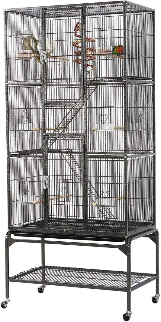 Metal Bird Cage For Parrots Cockatiels Conures Parakeets Lovebirds