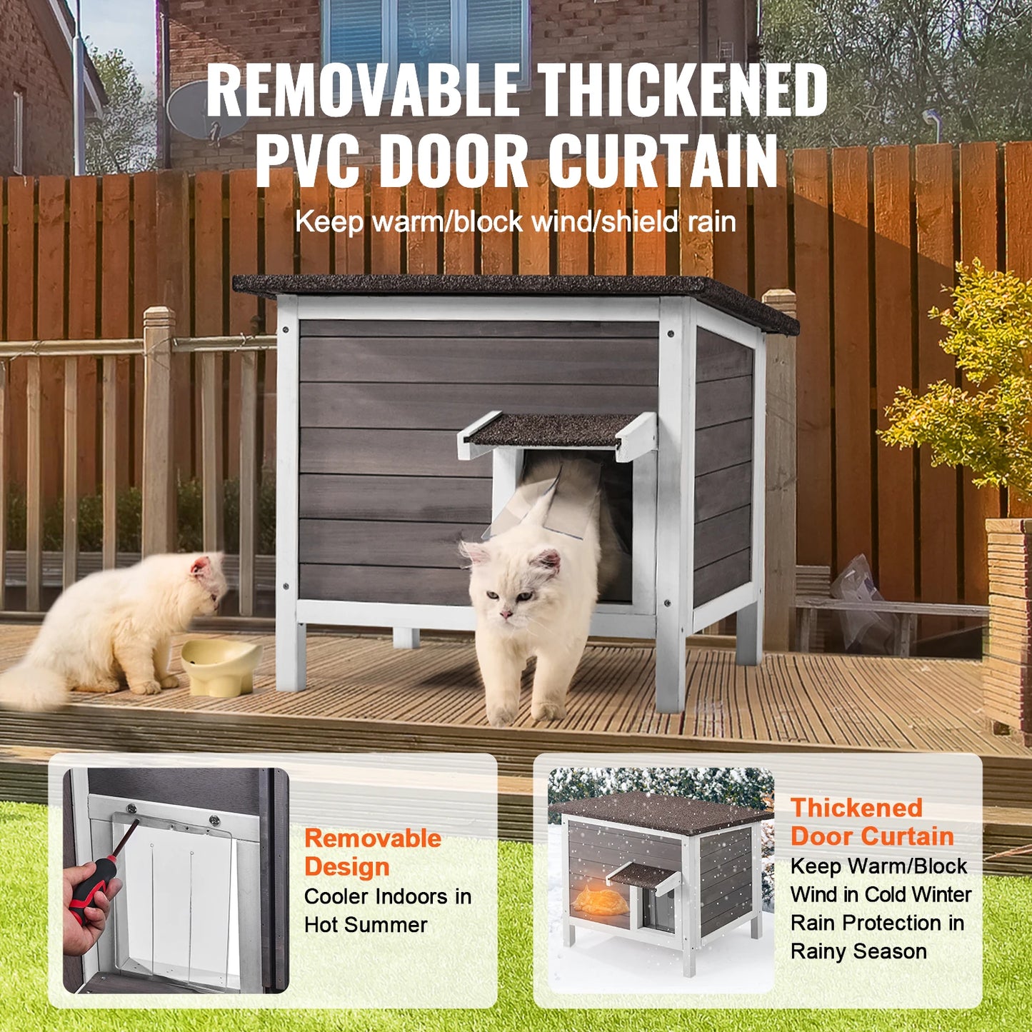 SucceBuy Outdoor Cat House Weatherproof Feral Shelter