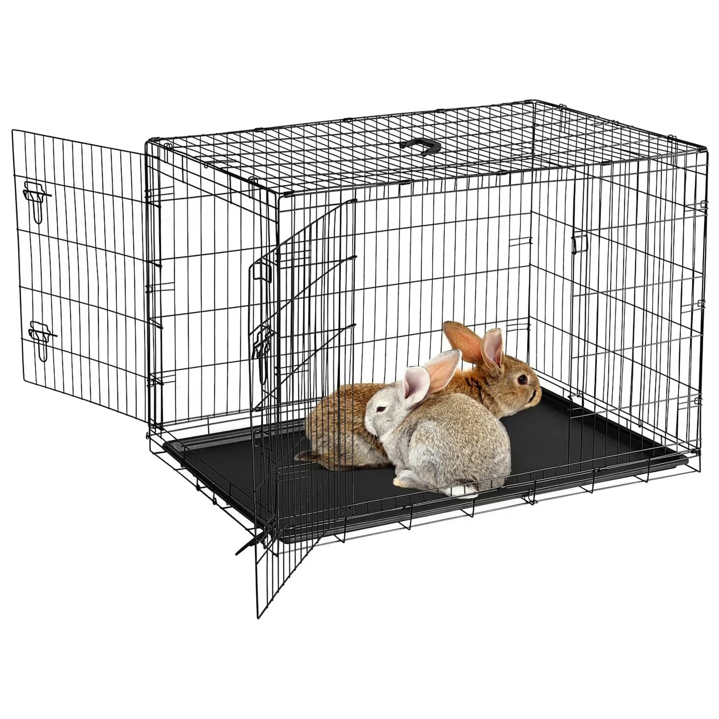 HiMISS Portable Folding Rabbit Cage With Tray And Doors