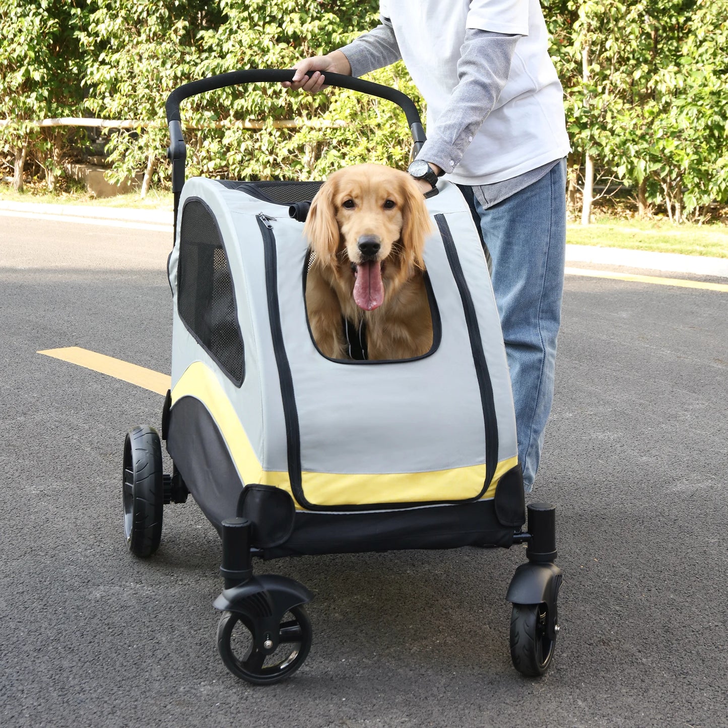 Foldable Portable Dog Stroller For Large Dogs Breathable Carrier