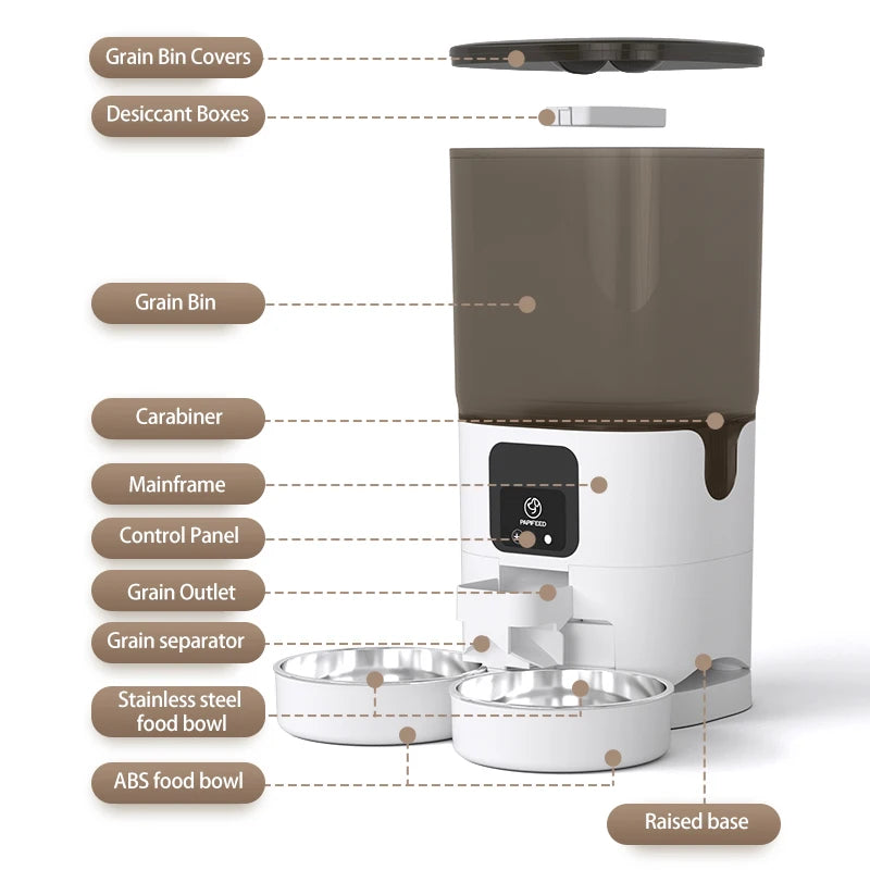 PAPIFEED Dual Bowl Smart Automatic Pet Feeder With WiFi