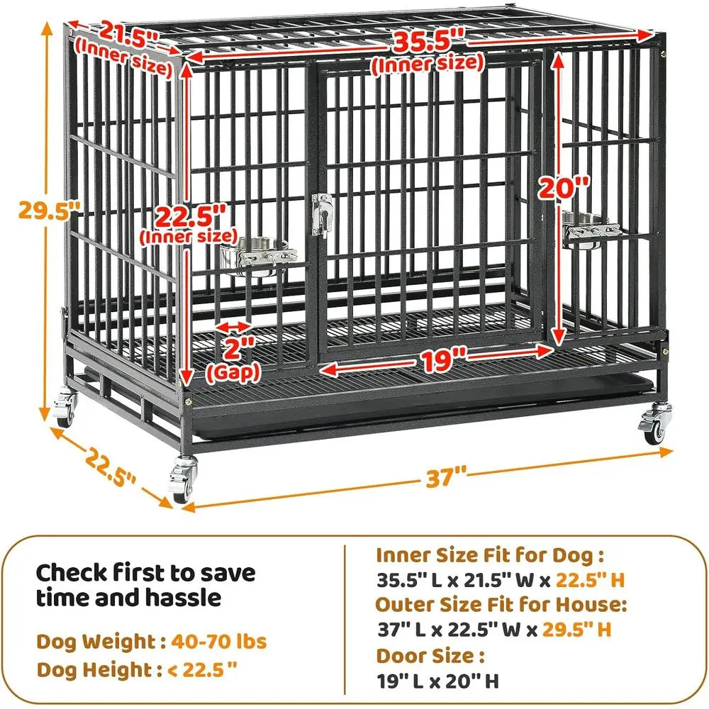 Heavy Duty Stackable Dog Crate With Lockable Door And Tray