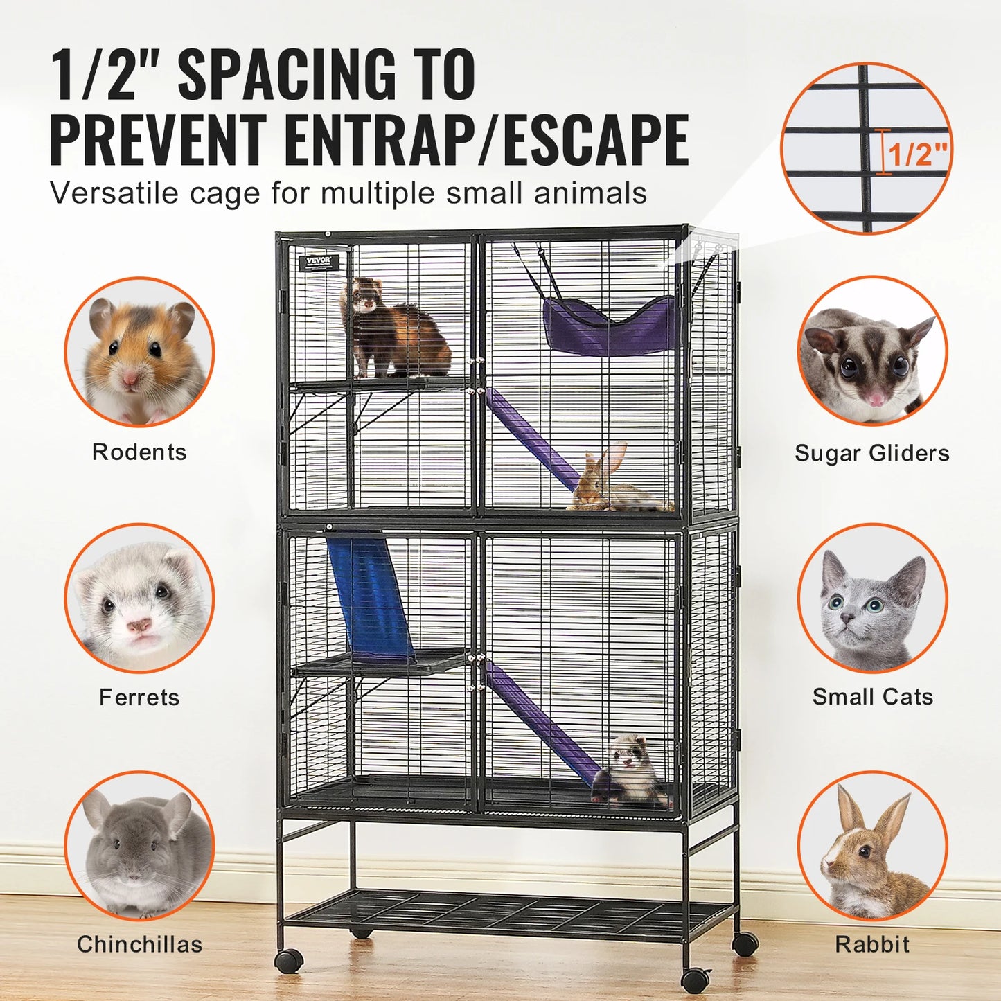 SucceBuy Rolling Metal Ferret Cage 4 Tier Critter Nation Habitat