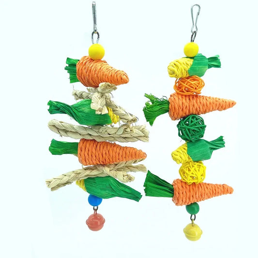 Handmade Woven Rattan Carrot Corn Chew Toy For Small Pets