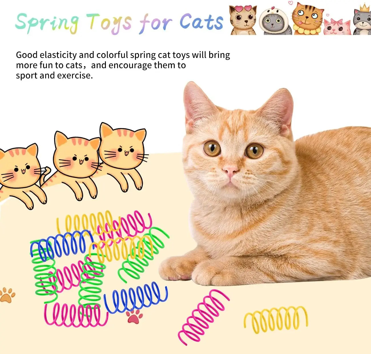 Cat Spiral Spring Toys For Indoor Cats 100 Pack Colorful