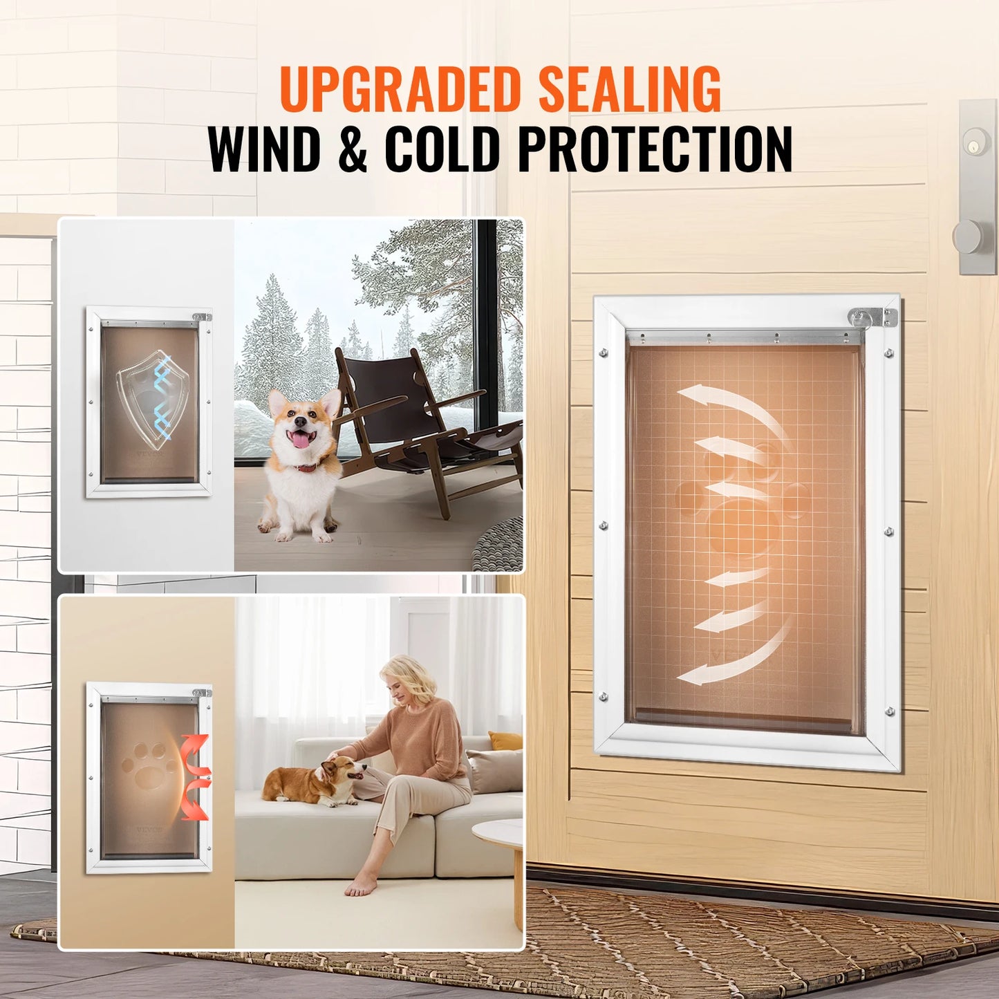 SucceBuy Weatherproof Aluminum Pet Door With Lock and Flap